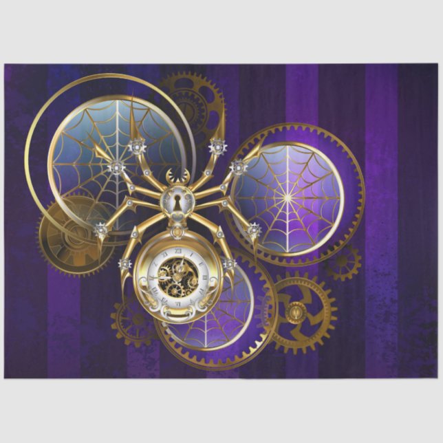 Papel De Seda Aranha Steampunk no fundo roxo (Frente )