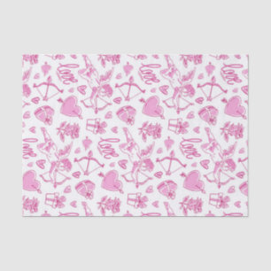 Papel De Seda Arco e Flecha de Cupido Padrão de Amor Rosa Dia do