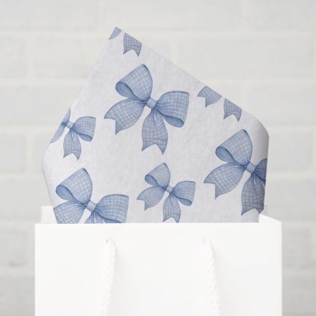 Papel De Seda Arco Gingham Azul de Aquarela (Sacola de presentes)