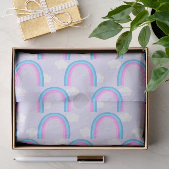 Papel De Seda Arco-íris com Nuvem Rosa Claro (Presente)