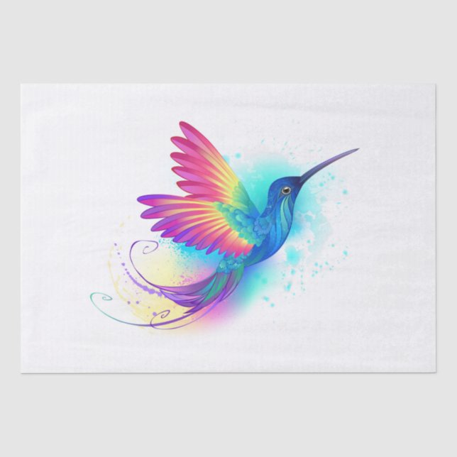 Papel De Seda Arco-Íris Exótico Hummingbird (Frente )
