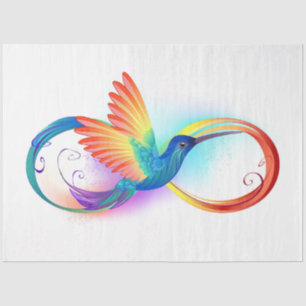 Papel De Seda Arco-íris Hummingbird com símbolo Infinito