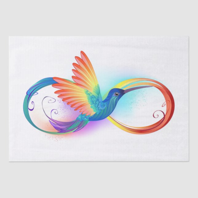 Papel De Seda Arco-íris Hummingbird com símbolo Infinito (Frente )