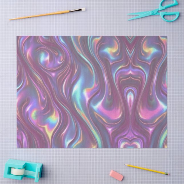 Papel De Seda Arco-íris Iridescente Metálico Rosa Aqua Roxo  (Arte )
