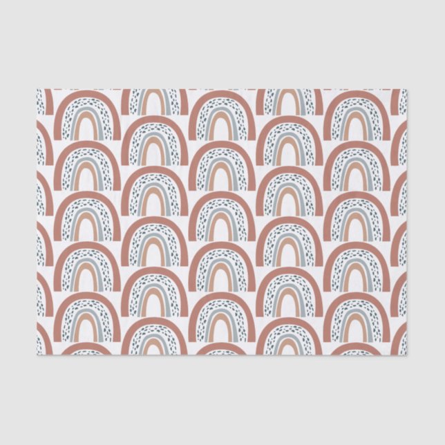 Papel De Seda Arco-Íris Neutro Cute Moderno Boho (Frente )