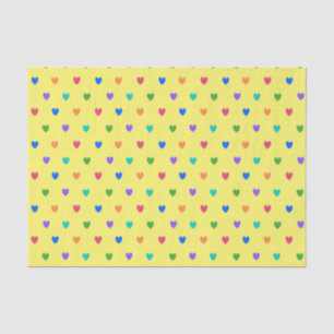 Papel De Seda Arco-íris polca corações em amarelo