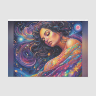 Papel De Seda Arco-Íris Starry Night Sky Deusa Cósmica Desaparec