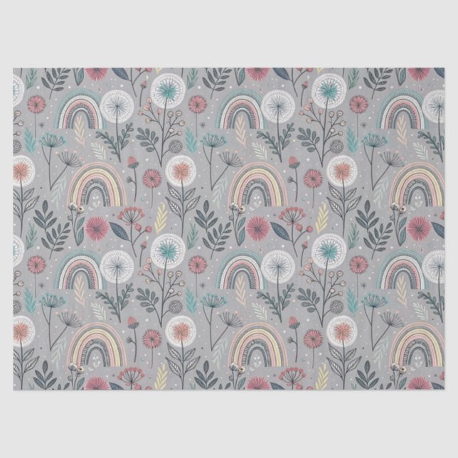 Papel De Seda Arco-Íris Whimsical e Botânica (Frente )
