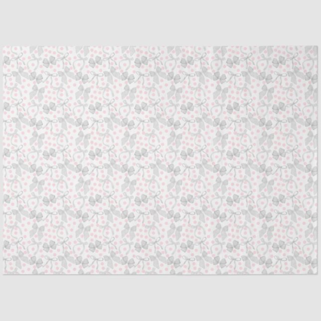 Papel De Seda Arcos Cinzas & Pontos Rosas (Frente )