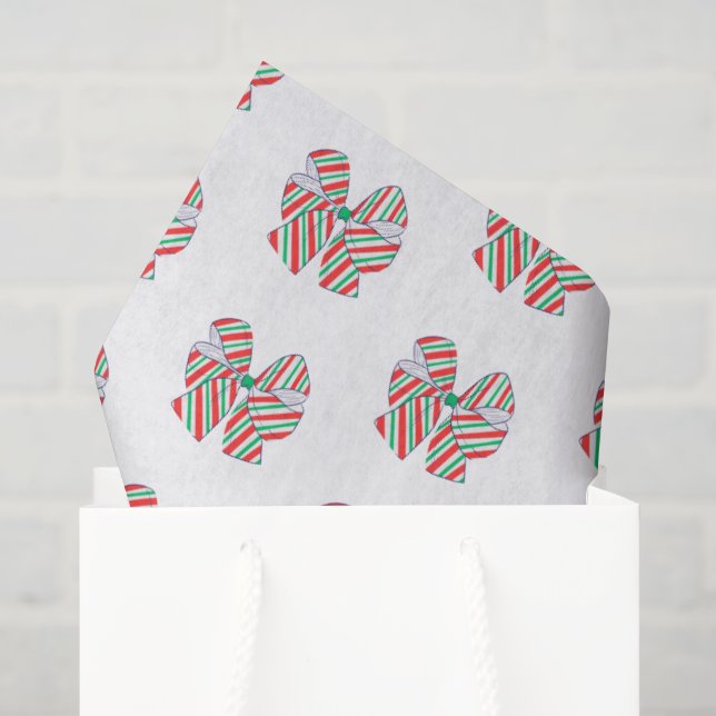 Papel De Seda Arcos com risca verde e vermelho feriado (Sacola de presentes)