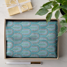 Papel De Seda Arcos de Arte, Teal Geométrico, Estilo de Vintage