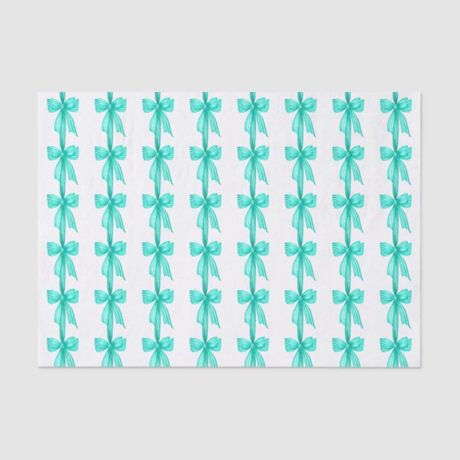 Papel De Seda Arcos de Coquetes Turquesa com Aquarela (Frente )
