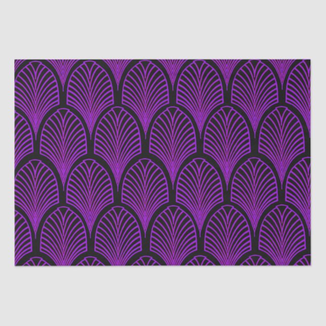 Papel De Seda Arcos de Deco Roxo e Arte Negra Elegantes (Frente )