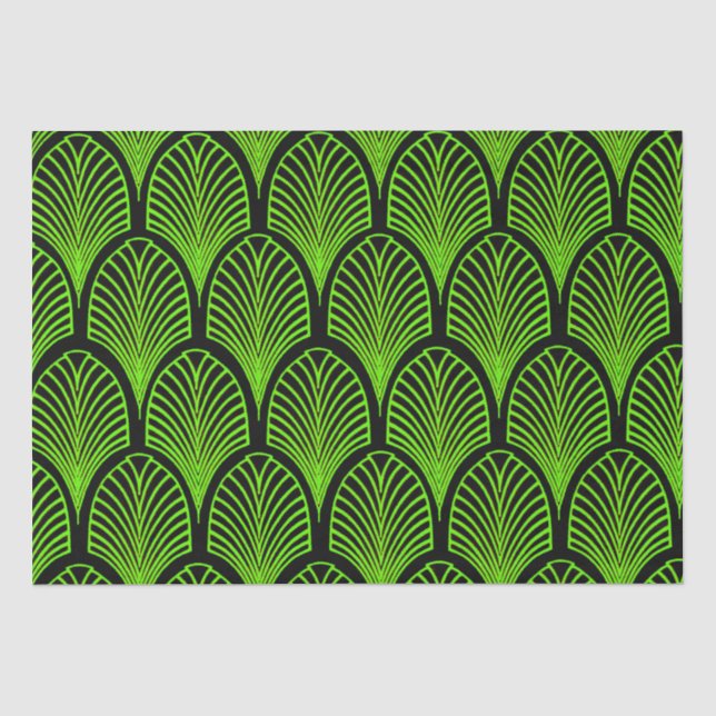 Papel De Seda Arcos de Deco Verde Brilhante Elegante (Frente )