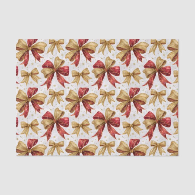 Papel De Seda Arcos de Natal em Dourado Vermelho (Frente )