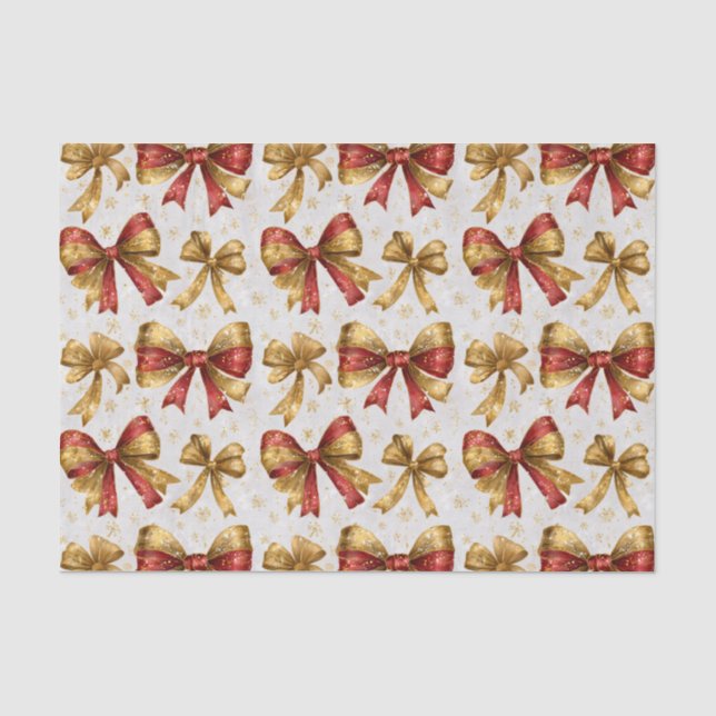 Papel De Seda Arcos de Natal Vermelhos Dourados (Frente )