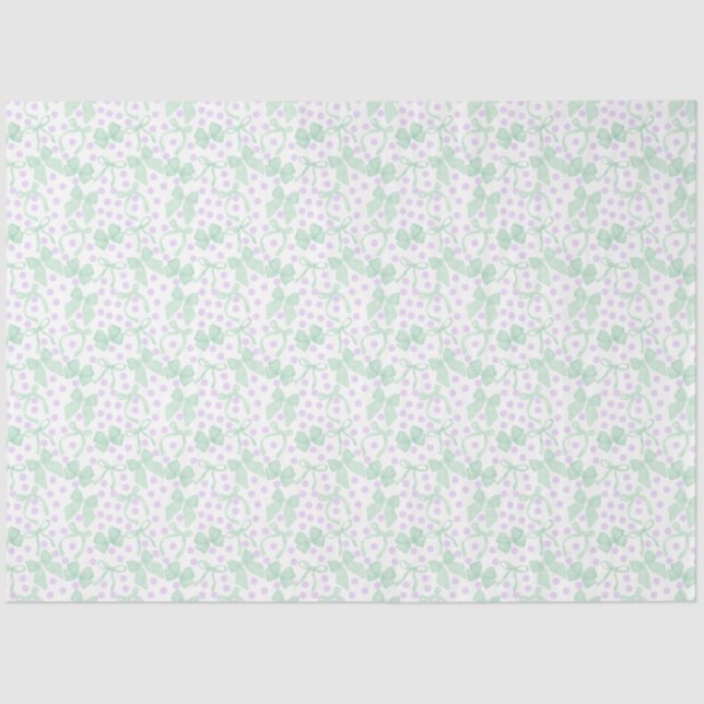 Papel De Seda Arcos verdes e pontos roxos (Frente )