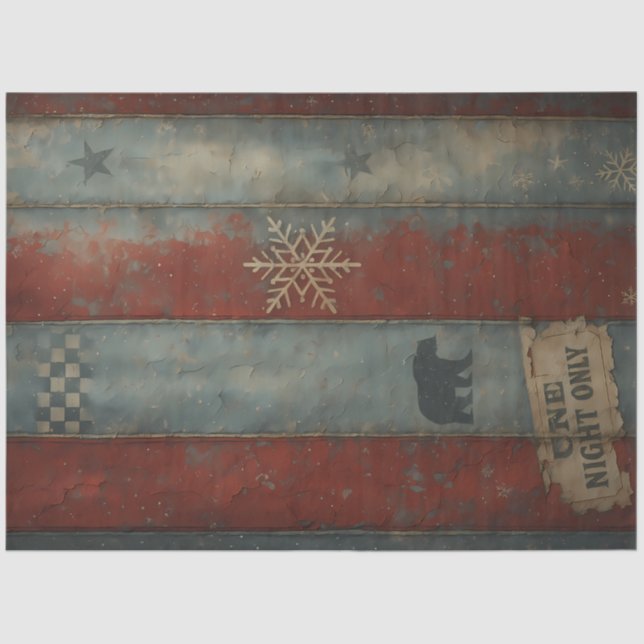 Papel De Seda Arctic Circus Rustic Carnival Stripe Winter  (Frente )