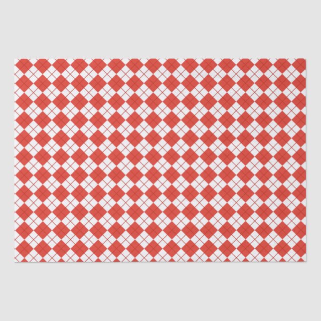 Papel De Seda Argyle Vermelho E Branco   (Frente )