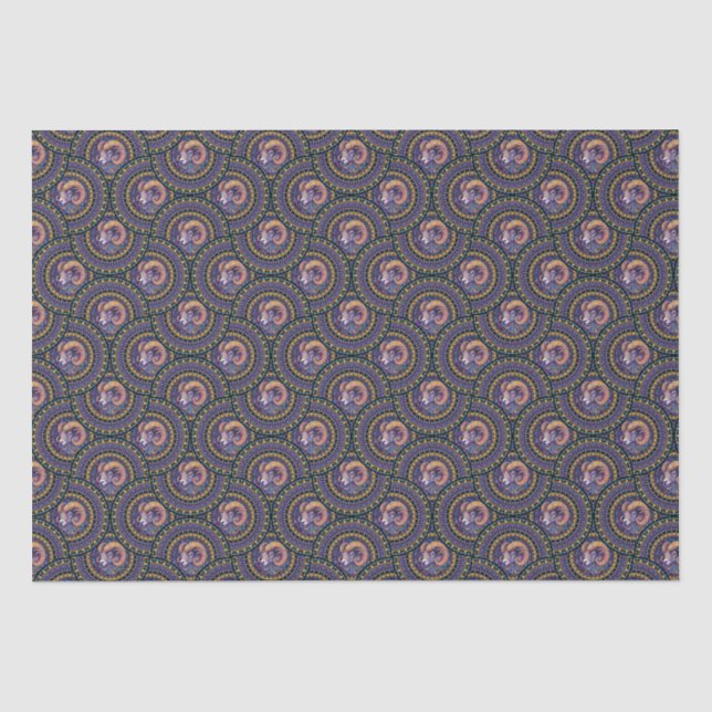Papel De Seda Aries Whimsical Astrology Mandala Art Deco Fans (Frente )