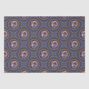 Papel De Seda Aries Whimsical Astrology Mandala Azulejo geométri