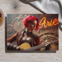 Aries Zodiac Musical Guitar Decoupage
