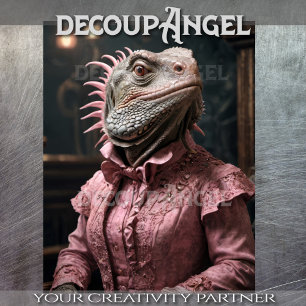 Papel De Seda Aristocratic Iguana a rosa - Decoupage-