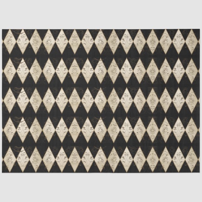 Papel De Seda Arlequin Black and Tan Decoupage, País Russo, (Frente )