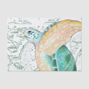 Papel De Seda Armadilha de Tartaruga do Mar Branco