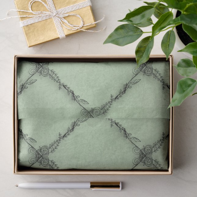 Papel De Seda Armazenamento de Padrão Floral Mínimo (Presente)