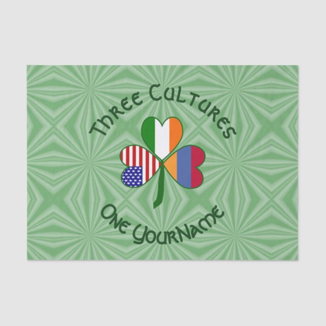 Papel De Seda Armênia Irlanda EUA Shamrock Flag Personalize (Frente )