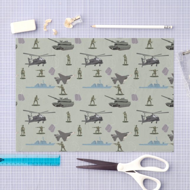 Papel De Seda Army Military Camouflage Green Camo Birthday (Arte )