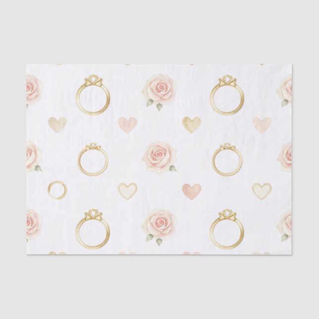 Papel De Seda Aros Românticos e Rosas Padrão Sem Costura (Frente )