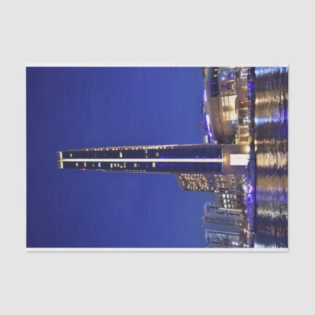 Papel De Seda Arquitetura de Dubai Marina à noite (Frente )