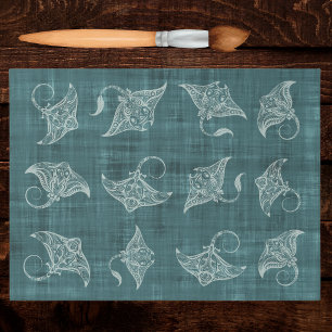 Papel De Seda Arraia Criatura Marinha Olhar Batik Polinésio