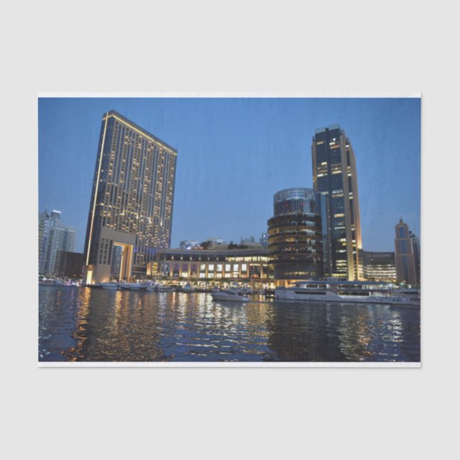 Papel De Seda Arranha-céus de hora azul em Dubai Marina (Frente )