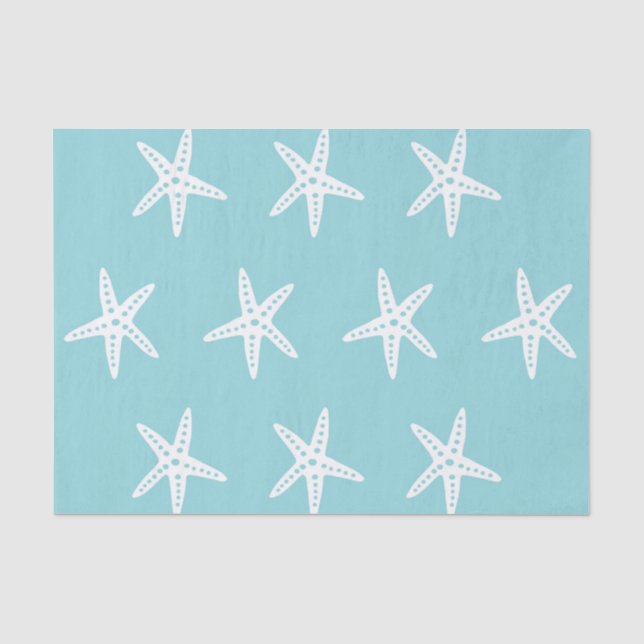 Papel De Seda Arranjo para Decodificação de Starfish Azul Branco (Frente )