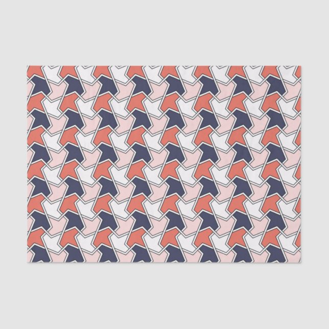 Papel De Seda Arrows Geométrica de Azul Branco Oriental (Frente )