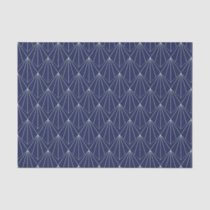 Papel De Seda Art Deco Abstrato Geométrico Padrão Escuro Azul