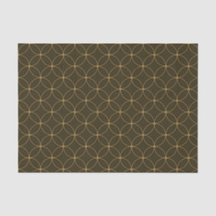 Papel De Seda Art Deco Brown e Dourados Círculos e Diamantes