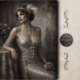 Papel De Seda Art Déco Flapper Pérola Glamour Decoupagem