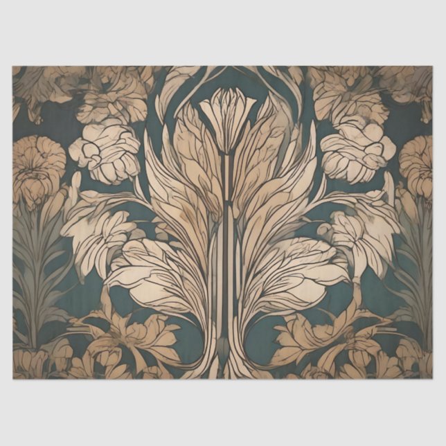 Papel De Seda Art Deco Floral Design (Frente )
