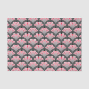 Papel De Seda Art Deco Lily, Cinzas/Cinzas e Coral Rosa