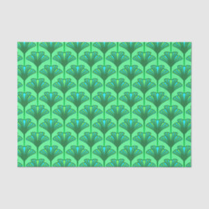 Papel De Seda Art Deco Lily, Jade Green e Turquesa