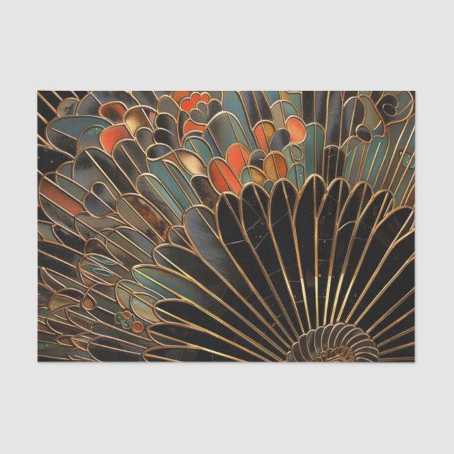 Papel De Seda Art Deco Moody Fan (Frente )