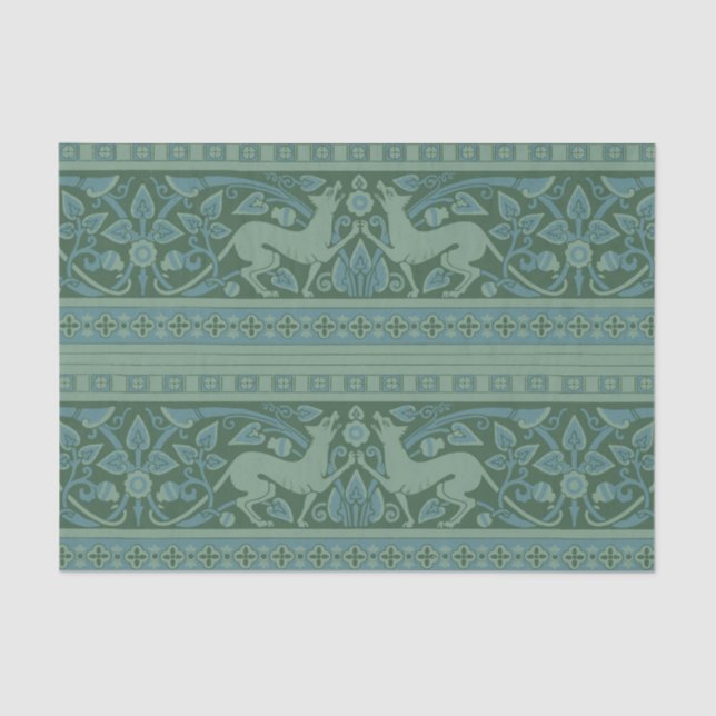 Papel De Seda Art Deco Nouveau Cão Natureza Padrão Animal (Frente )