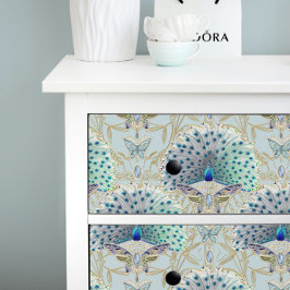 Papel De Seda Art Deco Nouveau Pavock Borboleta Azul