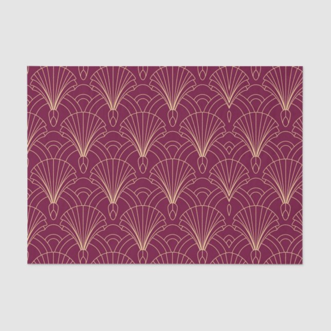 Papel De Seda Art Deco pattern with gold geometric fan motifs  (Frente )