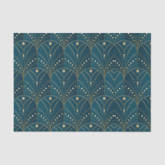 Papel De Seda Art Deco pattern with gold geometric shapes (Frente )