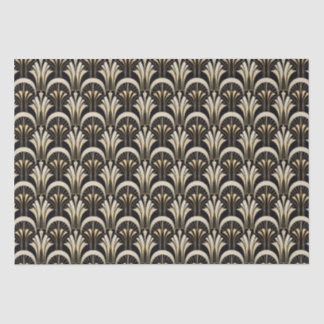 Papel De Seda Art Deco preto e dourado simétrico